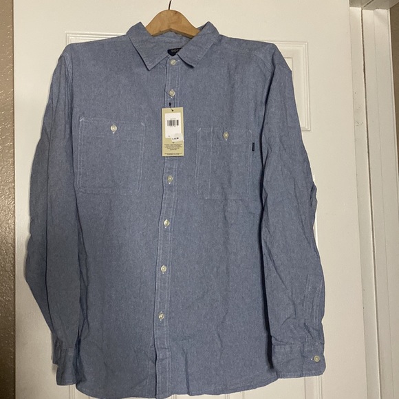 NWT Dockers Work Shirt Button Down Chambray Heathered Blue Long Sleeve - Picture 1 of 10